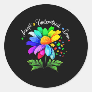 Floral Autism Awareness Daisy Flower For Mum Women Classic Round Sticker