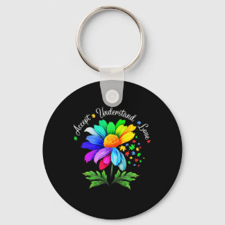 Floral Autism Awareness Daisy Flower For Mum Women Key Ring