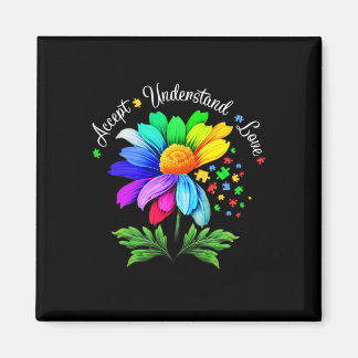 Floral Autism Awareness Daisy Flower For Mum Women Magnet