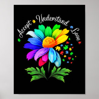 Floral Autism Awareness Daisy Flower For Mum Women Poster