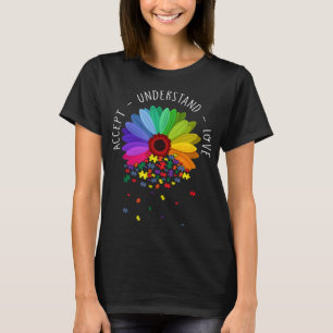 Floral Autism Awareness Daisy Flower For Mum Women T-Shirt