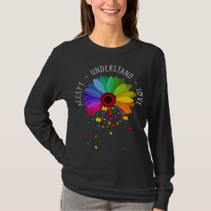 Floral Autism Awareness Daisy Flower For Mum Women T-Shirt