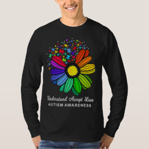 Floral Autism Awareness Daisy Flower For Mum Women T-Shirt