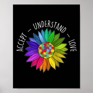 Floral Autism Awareness Daisy Flower For Women 1 Poster