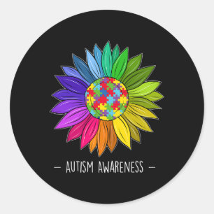 Floral Autism Awareness Daisy Flower For Women Classic Round Sticker