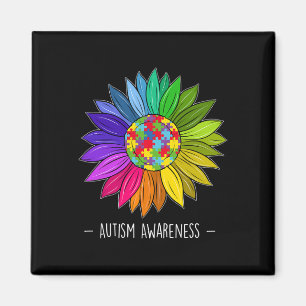 Floral Autism Awareness Daisy Flower For Women Magnet