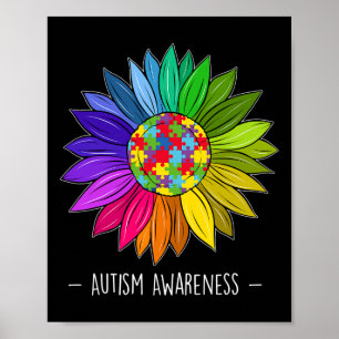 Floral Autism Awareness Daisy Flower For Women Poster