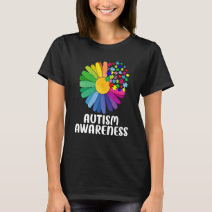 Floral Autism Awareness Daisy Flower Puzzle Pieces T-Shirt