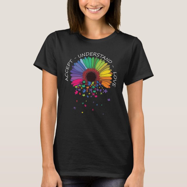 Floral Autism Awareness Flower For Mum T-Shirt (Front)