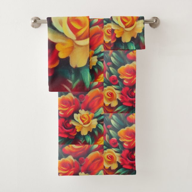 Floral Autumn Bath Towel Set (Insitu)