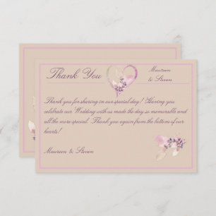 Floral Autumn Blush, Mauve, & Pink Wedding Thank You Card
