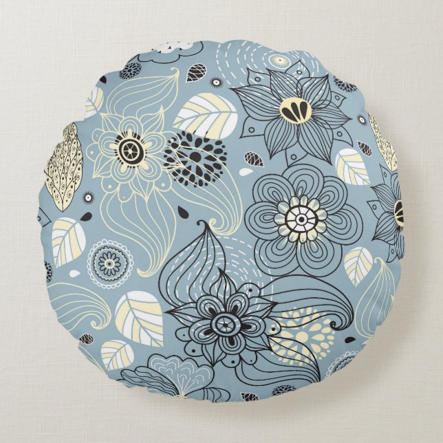 Floral Autumn: Elegant Seasonal Design Round Cushion (Front)