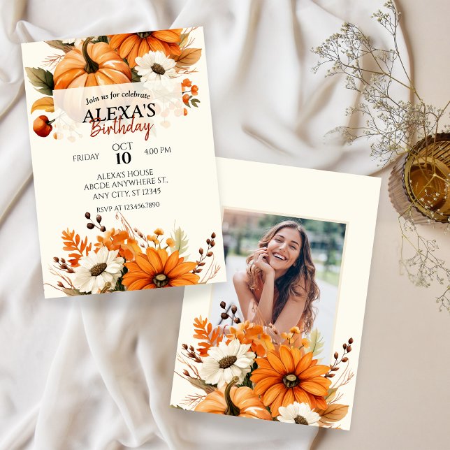 Floral autumn fall BIRTHDAY Invitation (Creator Uploaded)