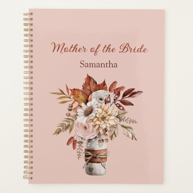 Floral Autumn Fall Colours Mother of Bride Wedding Planner (Front)