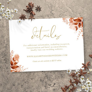 Floral Autumn Fall Gold Wedding Details Enclosure Card