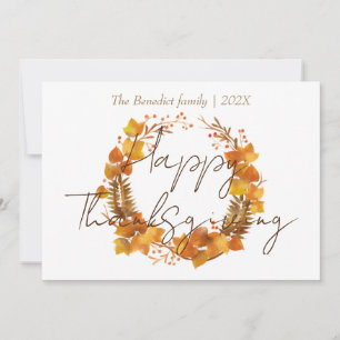 floral autumn fall leaves happy thanksgiving  holiday card