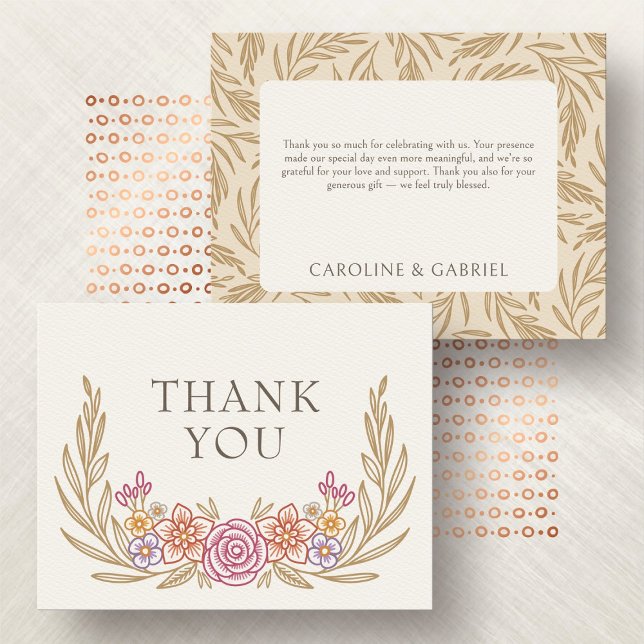 Floral Autumn Fall Wildflowers Wedding Thank You Card (Creator Uploaded)