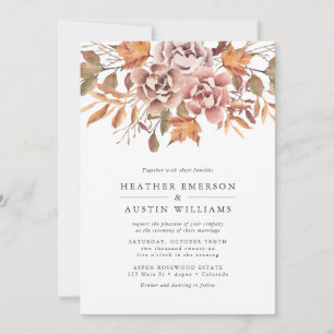 Floral Autumn Watercolor Wedding Invitation