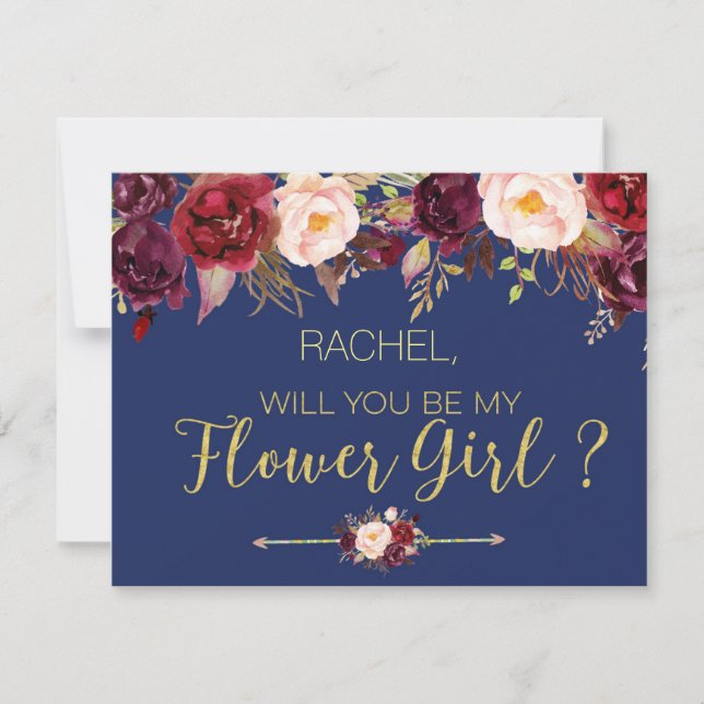 Floral Autumn Will You Be My Flower Girl Card (Front)