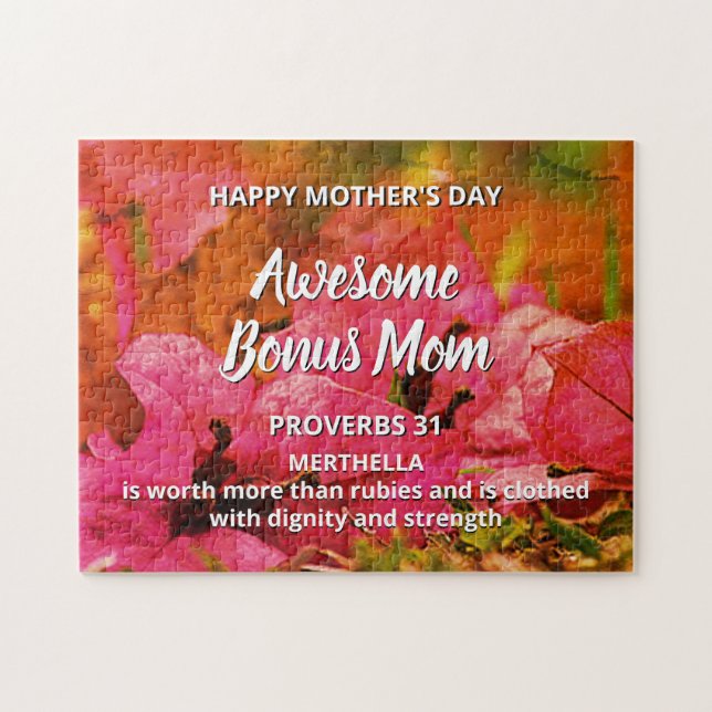 Floral AWESOME BONUS MOM Proverbs 31  Jigsaw Puzzle (Horizontal)