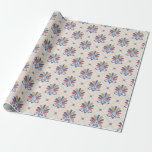 Floral / Azulejo Tile Grid Wrapping Paper<br><div class="desc">Floral Azulejo (Blue,  Orange,  Pink) wrapping paper. Classic,  regal pattern design.

Birthday,  Anniversary,  Wedding,  Bridal shower,  Baby shower,  Holiday,  Housewarming.</div>