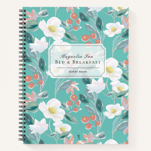 Floral B&B Vacation Rental Light Teal Guest Book