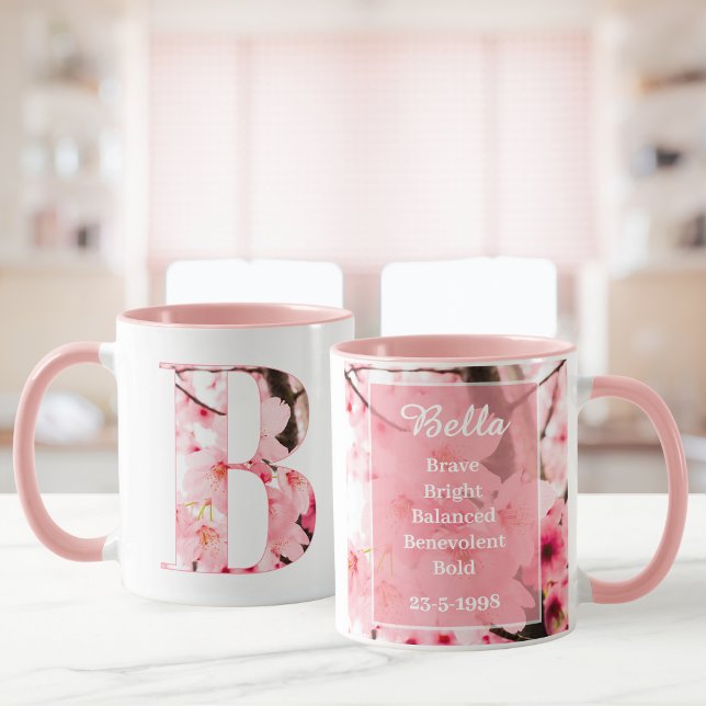 Floral B Initial Mug | Personalized Name & Traits (Creator Uploaded)