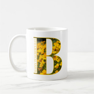 Floral B Monogram Custom Text Elegant Coffee Mug