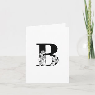 Floral B Monogram On White Note Card