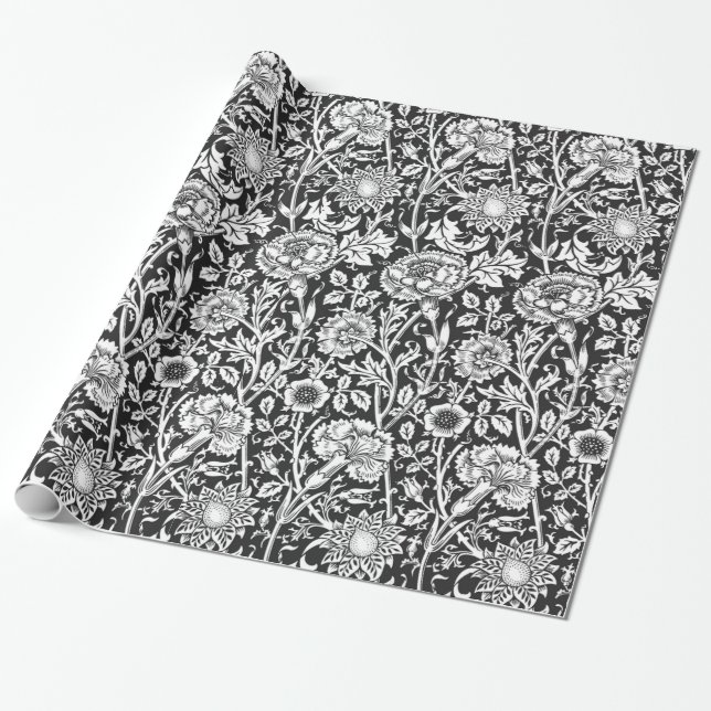 Floral B&W Wrapping Paper (Unrolled)