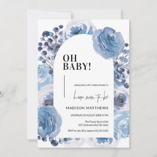 Floral Baby Boy Baby Shower Invitation