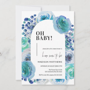 Floral Baby Boy Baby Shower Invitation