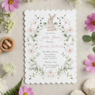 Floral Baby Bunny Baby Shower Invitation
