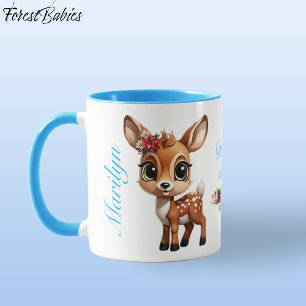 Floral Baby Deer, Fawn, Doe 🦌 🎄 Deer-ly Loved Mug