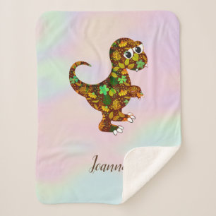 Floral Baby Dinosaur Sherpa Blanket