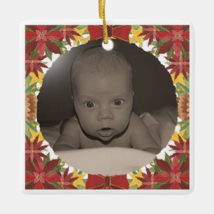 Floral baby first ceramic ornament