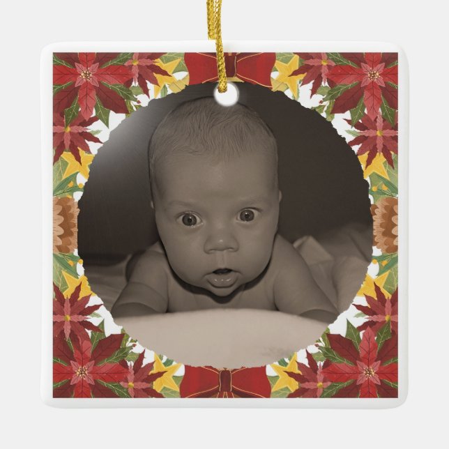 Floral baby first ceramic ornament (Front)