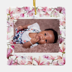 Floral baby first ceramic ornament