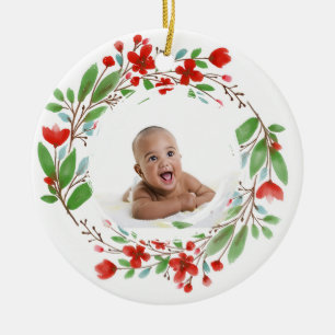 Floral baby first ceramic tree decoration