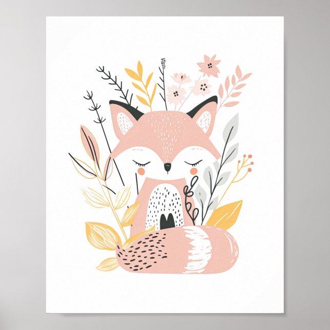 Floral Baby Fox Nursery Decor (Front)