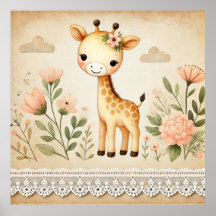 Floral Baby Giraffe Nursery