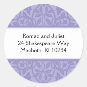 Floral Baby Girl Address Label - Purple on Purple