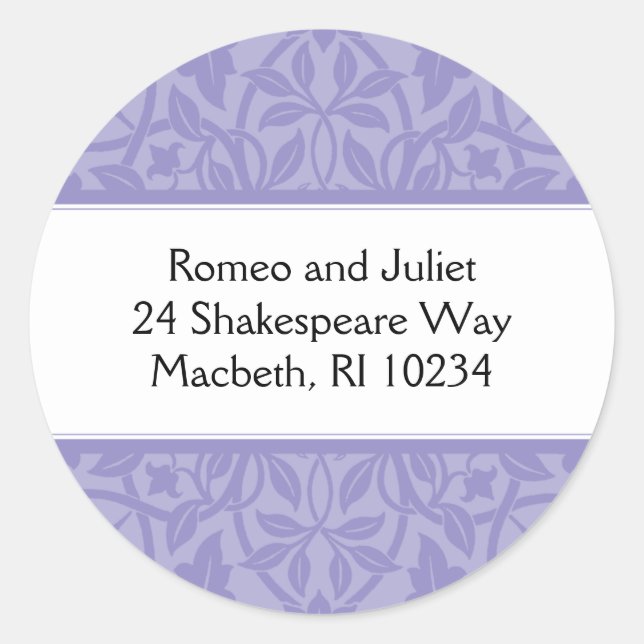 Floral Baby Girl Address Label - Purple on Purple (Front)
