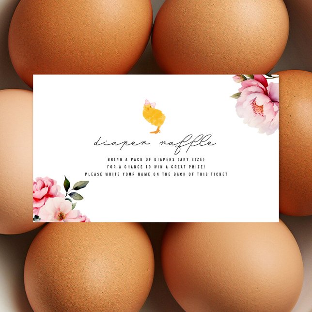 Floral Baby Girl Chick Diaper Raffle Enclosure Card (Creator Uploaded)