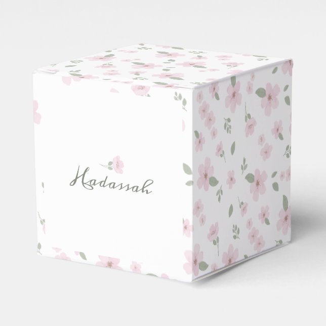 Floral Baby Girl Favour Box (Front Side)