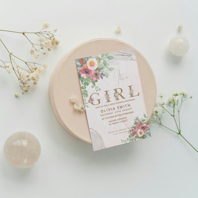 Floral Baby Girl Shower Invitation (Creator Uploaded)