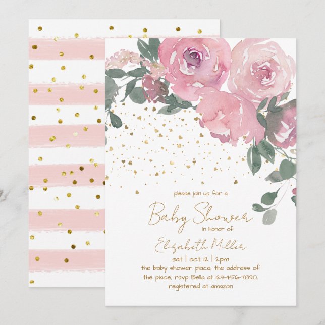  Floral Baby In Bloom Baby Shower Invitation (Front/Back)
