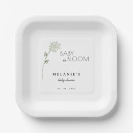 Floral Baby in Bloom Baby Shower Paper Plate