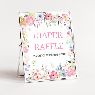Floral Baby in Bloom Diaper Raffle Sign
