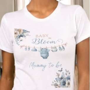Floral Baby In Bloom Mummy to be Baby Boy Shower T-Shirt